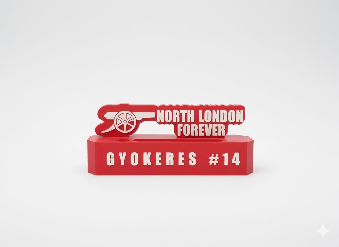 Custom Arsenal Name Plate: 3D Printed Desk Plaque