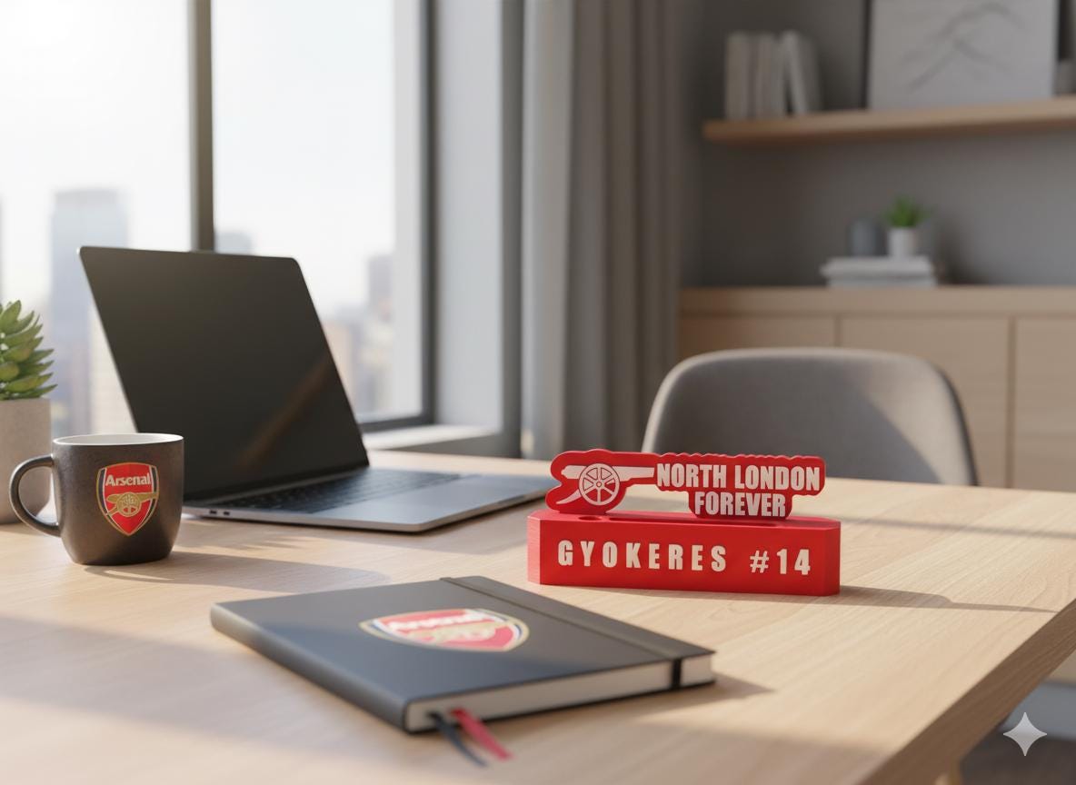 Custom Arsenal Name Plate: 3D Printed Desk Plaque thumbnail 4