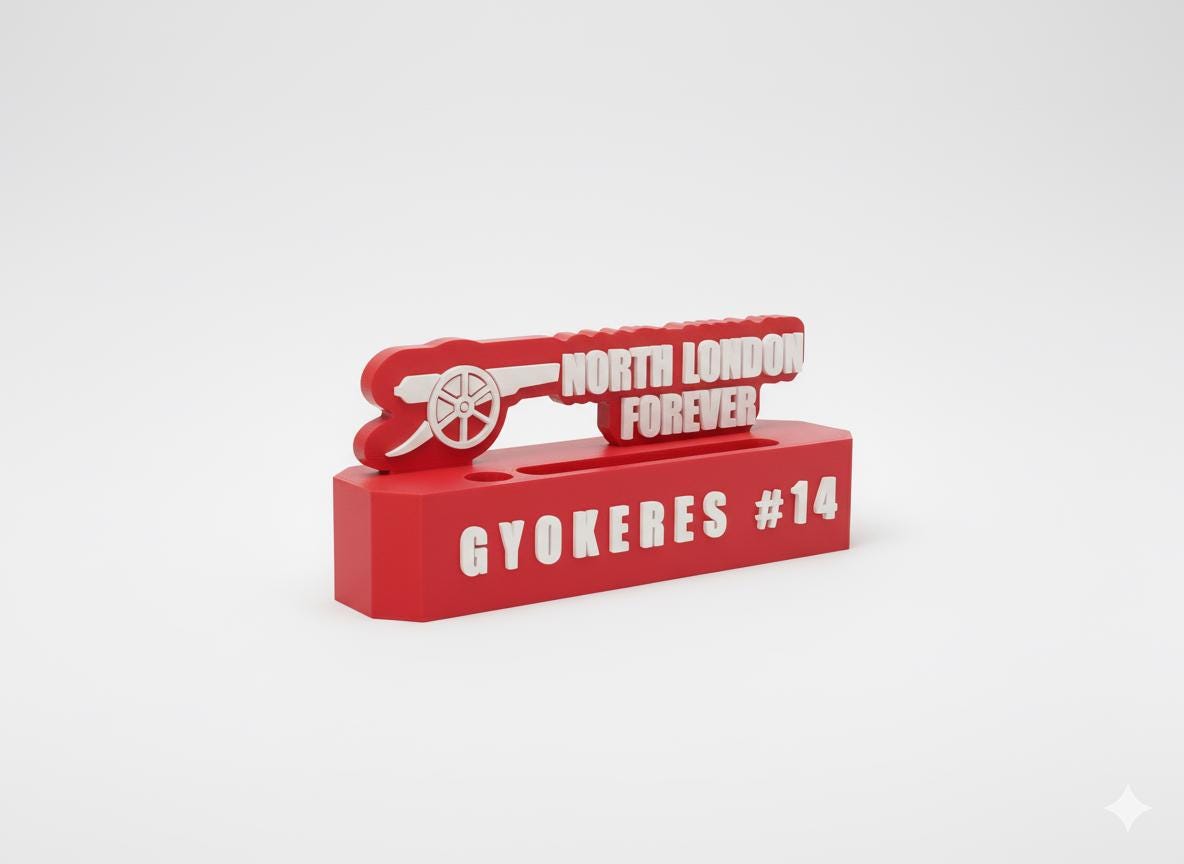 Custom Arsenal Name Plate: 3D Printed Desk Plaque thumbnail 2